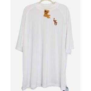 White LSU Short Sleeve High Neck Pullover Shirt Moisture Management Shirt 2X NWT